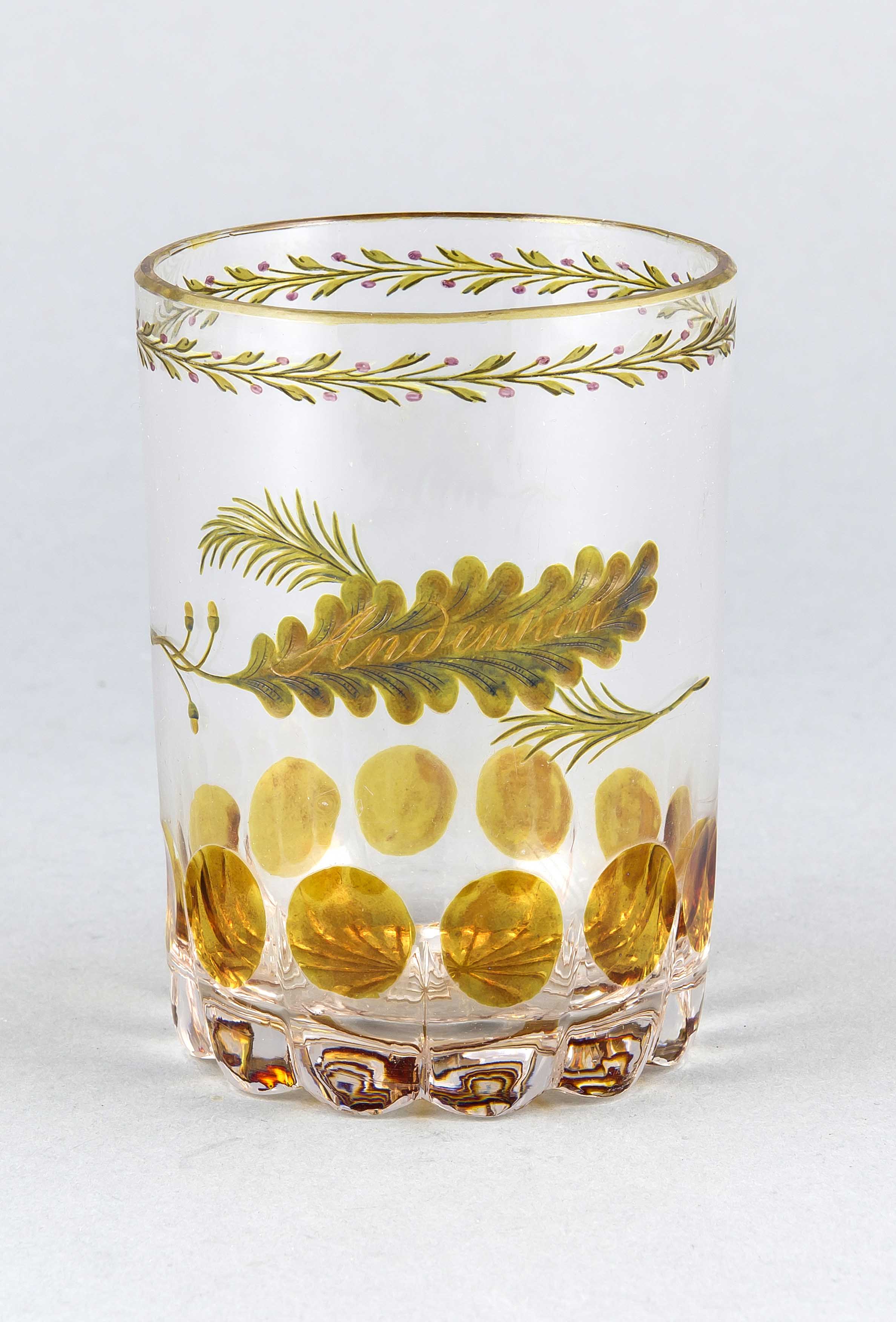 Biedermeier-Andenkenbecherglas, Österreich, um 1820, Anton Kothgasser, Wien, zylindrischeForm,