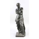 Große Bronzeplastik um 1900, Venus von Milo nach dem antiken Vorbild, dunkel patinierteBronze, H. 99