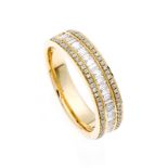 Brillant-Ring GG 750/000 mit 104 Brillanten und Diamantbaguettes, zus. 0,78 ct W/SI, RG55, 6,7