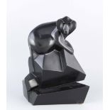 Roberto Estevez, zeitgenössischer, argentinischer Bildhauer, Pavian, Bronze schwarzpatiniert,
