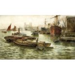 Charles John de Lacy (1856-ca.1936), englischer Maler, große Ansicht des Londoner Hafensmit