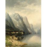 Karl Kaufmann (1843-1902), österreichischer Landschaftsmaler, große, stimmungsvolleingefangene