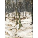 Unidentifizierter Maler um 1915, impressionistisches Waldstück im Winter unter Einbezugdes