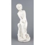 Anonymer Bildhauer um 1900, Marmorfigur des gefesselten Amor mit Bogen u. Köcher zu seinenFüßen,