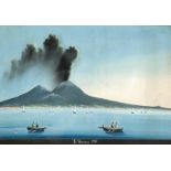 Italienischer Ansichtenmaler um 1900, Konvolut von zwei Vesuvansichten 'Blick auf Neapelmit dem