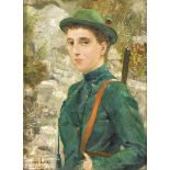 Luigi Ferrazzi (XIX-XX), ital. Bildnismaler, 'Portrait einer jungen Jägerin', u.li. sign.u.