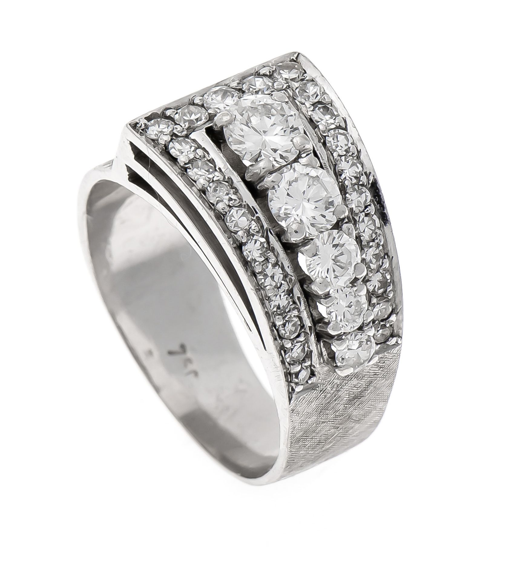 Brillant-Ring WG 750/000 mit Brillanten, zus. 0,76 ct TW/lupenrein, RG 55, 7,9 g, mitKaufquittung