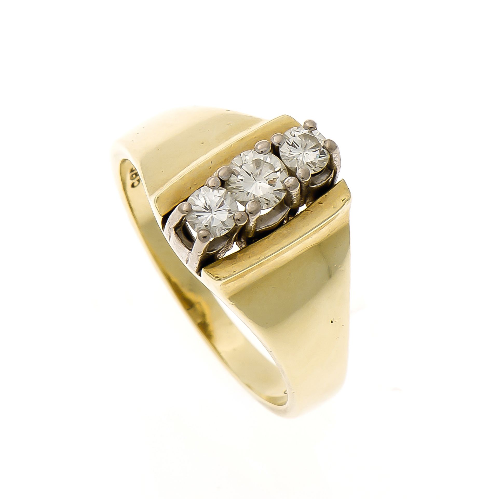 Brillant-Ring GG/WG 585/000 mit 3 Brillanten, zus. 0,42 ct W/SI, RG 54, 5,9 gMindestpreis: 180 EUR
