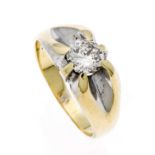 Brillant-Ring GG/WG 585/000 mit einem Brillanten 0,50 ct l.get.W/SI, RG 51, 4,7 gMindestpreis: 250