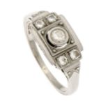 Altschliff-Diamant-Ring Platin 960/000 mit 5 Altschliff-Diamanten, zus. 0,30 ct W/SI, RG51, 3,8