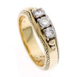 Brillant-Ring GG 585/000 mit 3 Brillanten, zus. 0,22 ct W/SI, RG 50, 6,4 gMindestpreis: 180 EUR