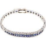 Altschliff-Diamant-Saphir-Armband Platin mit fac. Saphiren in guter Farbe undAltschliff-Diamanten,