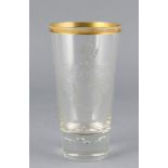 Becherglas, Anf. 20. Jh., konische Form, klares Glas, Stand mit 7 eingeschlossenenLuftblasen,