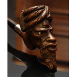 A CARVED FRUITWOOD SMOKING PIPE OF AFRIC