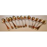 A MATCHED SET OF 12 LARGE SOUP SPOONS EA