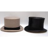 A VINTAGE MOURNING TOP HAT IN ORIGINAL