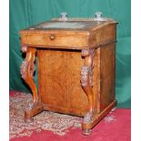 A VICTORIAN BURR WALNUT DAVENPORT INLAID