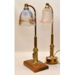 TWO 1920'S BRASS TABLE LAMPS, ONE WITH F