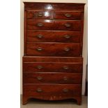 A 19TH CENTURY MAHOGANY CHEST ON CHEST,