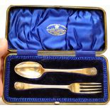 BOY CHILD'S CHRISTENING CUTLERY, SILVER