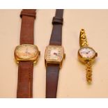 2  GENT'S 9CT GOLD CASED WATCHES TOGETHE