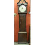 AN OAK LONGCASE GRANDFATHER CLOCK, CIRCU