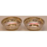 PAIR OF SILVER PIERCED DISHES, 8CM DIA.,