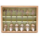 SET OF 6 WHITE METAL TEASPOONS EACH WITH