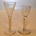 2 X GEORGIAN STEMMED WINE GLASSES WITH C