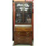 GEORGIAN MAHOGANY BUREAU BOOKCASE FALLIN