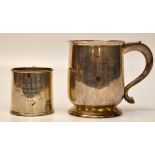 A SILVER TANKARD 11CM, TOGETHER WITH SMA