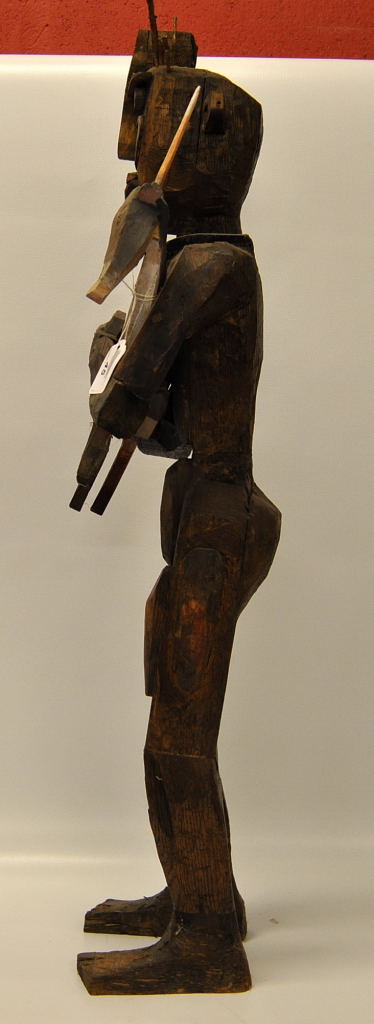 A CONTEMPORARY WOOD FORM SCULPTURE OF AN - Image 2 of 3