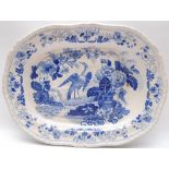 TWO LARGE BLUE AND WHITE MEAT PLATES - C