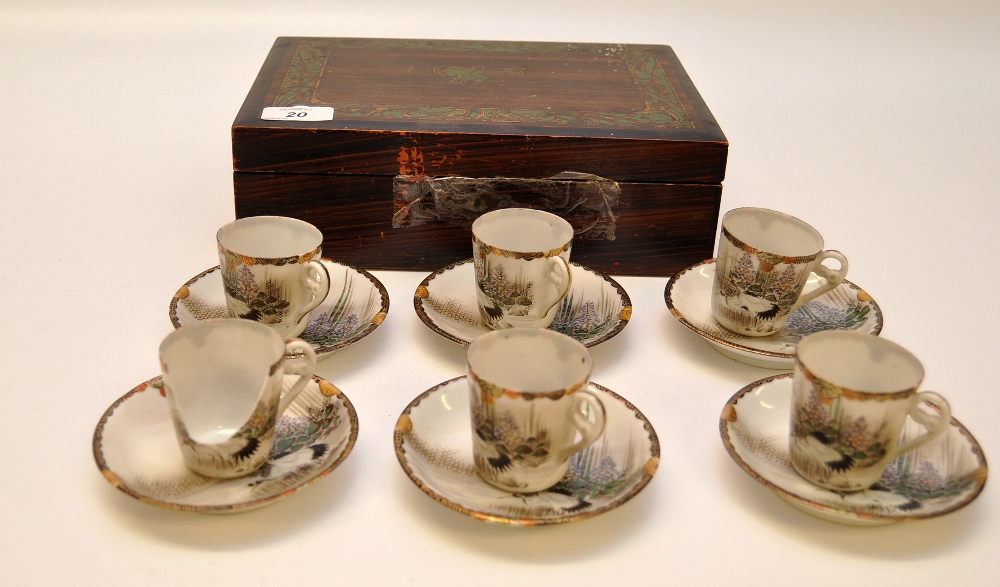 5 JAPANESE EGGSHELL CUP AND SAUCERS, IN