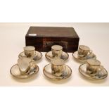 5 JAPANESE EGGSHELL CUP AND SAUCERS, IN