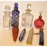 8 ANTIQUE GLASS SCENT BOTTLES INCLUDING