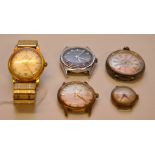 5 WATCHES (A/F) TO INCLUDE WTC, TITUS, C
