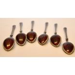 A SET OF 6 EXQUISITE RUSSIAN ENAMELLED S