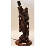 A JAPANESE CARVED HARDWOOD FIGURE NOW CO