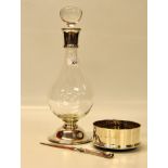 MODERN SILVER TOP AND BASE DECANTER, MAR