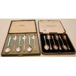 TWO BOXED SETS OF 6 SILVER COFFEE SPOONS