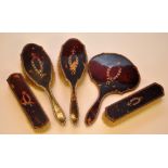 A 5 PIECE VICTORIAN TORTOISESHELL AND SI