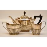 3 PIECE SILVER TEASET, TEAPOT, MILK AND