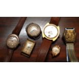 6 VINTAGE WATCHES A/F TO INC. 2 SILVER ,