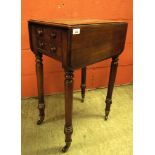 A VICTORIAN MAHOGANY TWO DRAWER SMALL DR