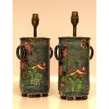 A PAIR OF SPODE CYLINDRICAL LAMPS DECOR