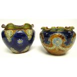 TWO SIMILAR DOULTON JARDINIERE (ONE CHIP