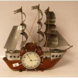 RETRO ILLUMINATED CHROME CLOCK/SHIP WITH