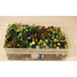 BOX OF ASSORTED GLASS MARBLES