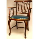 OAK C19TH CARVER CHAIR WITH ENTWINED BAC